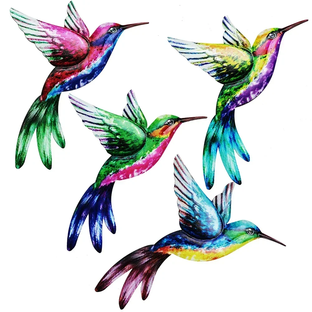 Metal Bird Wall Art Sculpture Outdoor Hanging Ornament Big Hummingbird Pendant For Garden Wall Home Decoration