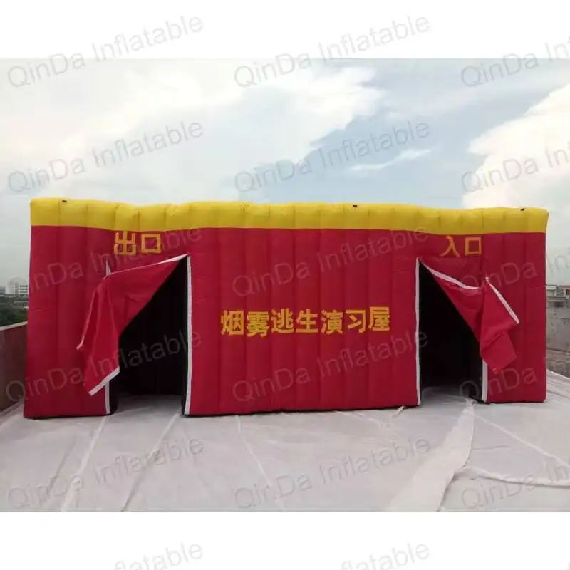 Children Fire Education Tunnel Imitation Room Inflatable Fire Tent , Simulated Smoke Room Escape Tent
