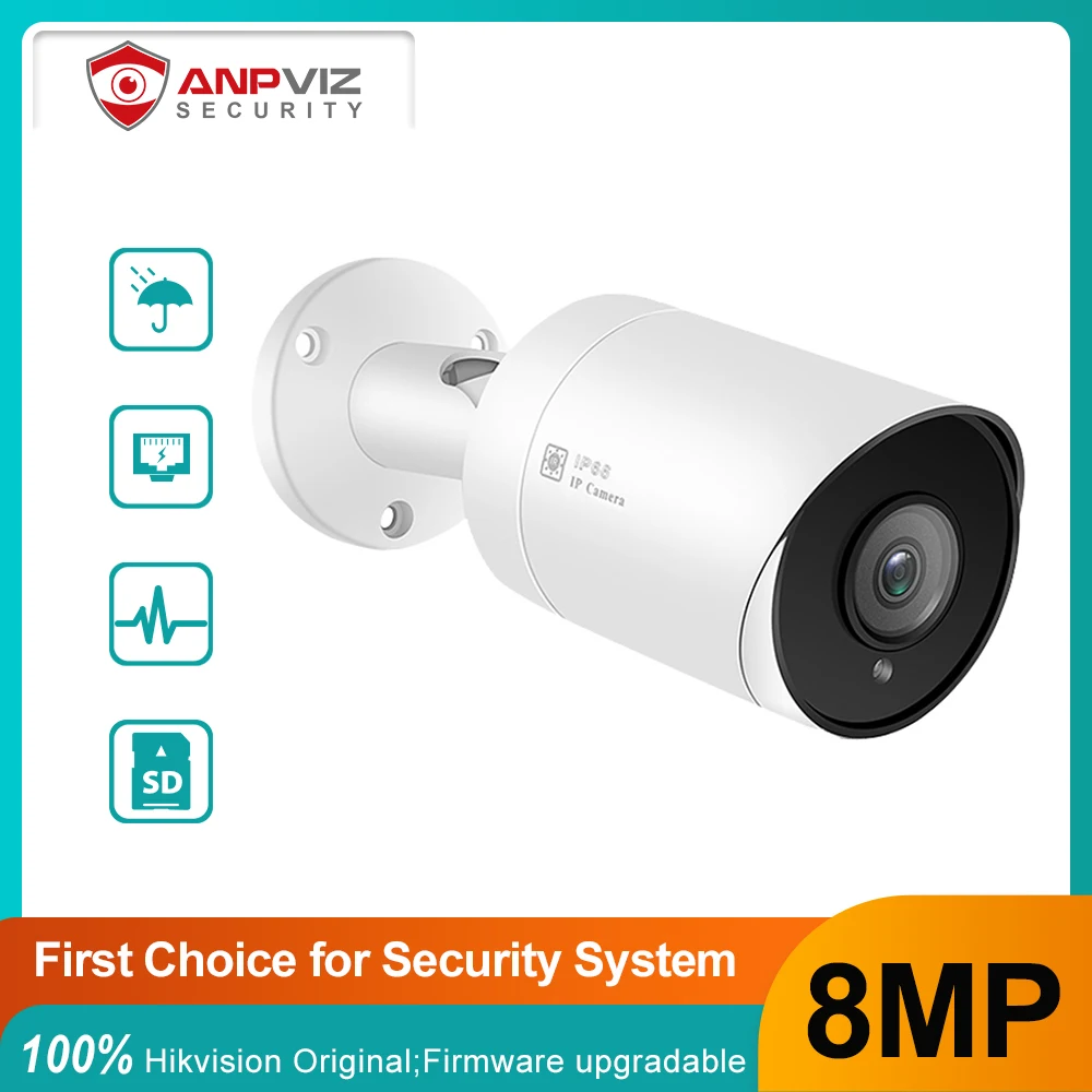 

Anpviz 8MP 4K IP Camera POE Outdoor Bullet CCTV Security Infrared Surveillance Camera Motion Detect With Audio Remote View