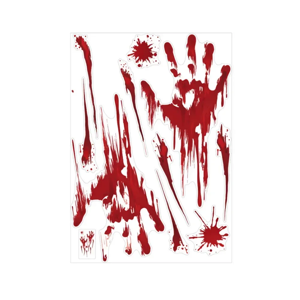 مخيف هالوين ملصقات نافذة الديكور مخيف الدم اليد حزب الشارات الحمراء الدموية اكسسوارات المنزل غرفة المعيشة الديكور