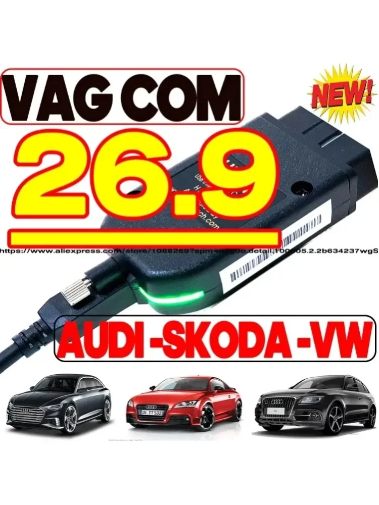 2026 Beliebter VCDS VAGCOM 26.9 HEX CAN USB OBD2-Scanner für VW AUDI Skoda Seat VAG Mehrsprachig ATMEGA162 AUTOCOM VAG HEX V2 TOOL