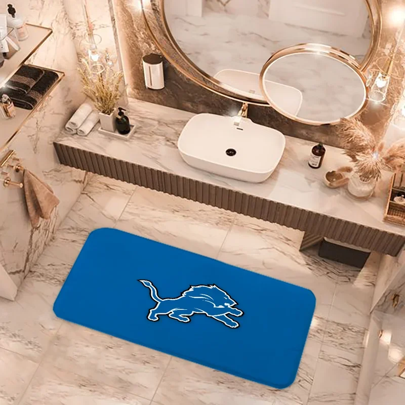 Bath Mat Rug Bathroom Foot Mat Non-slip Mat Small Floor Mats Door Mat Detroit L-lions Rugs Entrance Carpet for Kitchen Carpet #