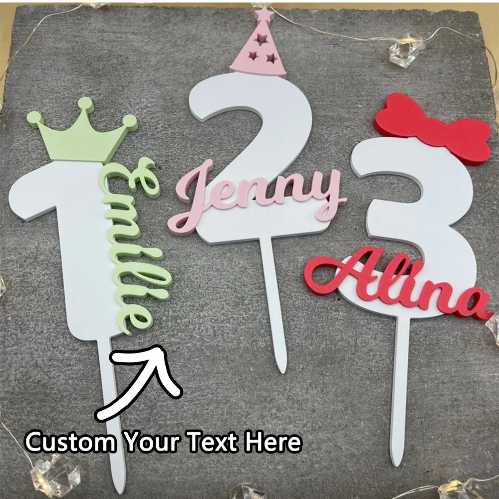 1PC Custom PMMA Cake Topper - Personalized Name & Number Accessory | Laser Engraved DIY Unique Gift for Birthday Celebrations