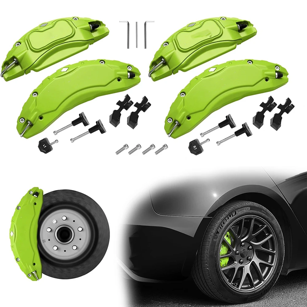 Caliper Covers For Tesla Model 3 Highland 2024 Accessories Brake Caliper Covers 4pcs/set Wheel Hub Front Rear Brake With Sticker