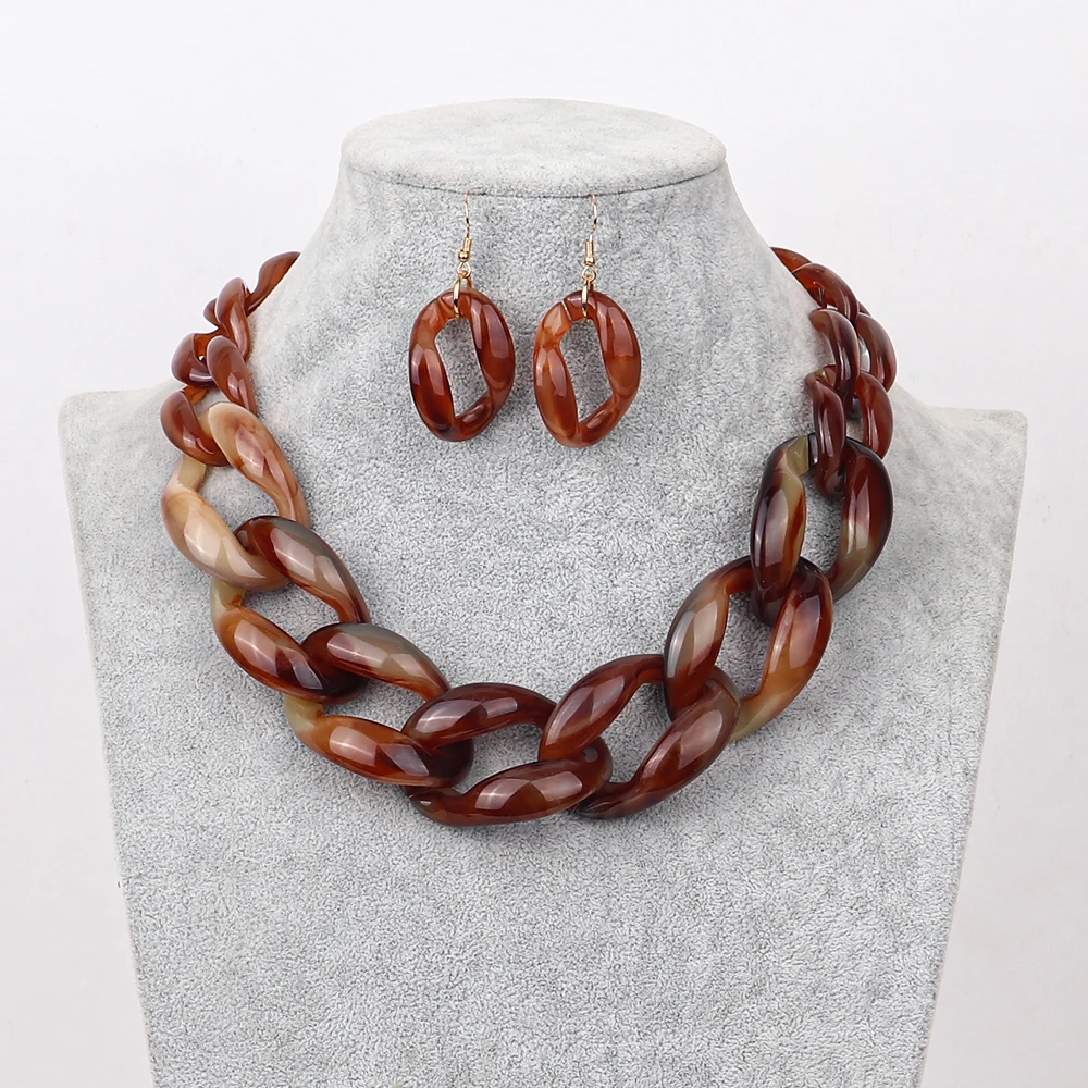 FishSheep Statement Acrylic Big Chunky Chain Choker Necklace for Women Resin Link Chain Collar Necklace Set 2022 Fashion Jewelry