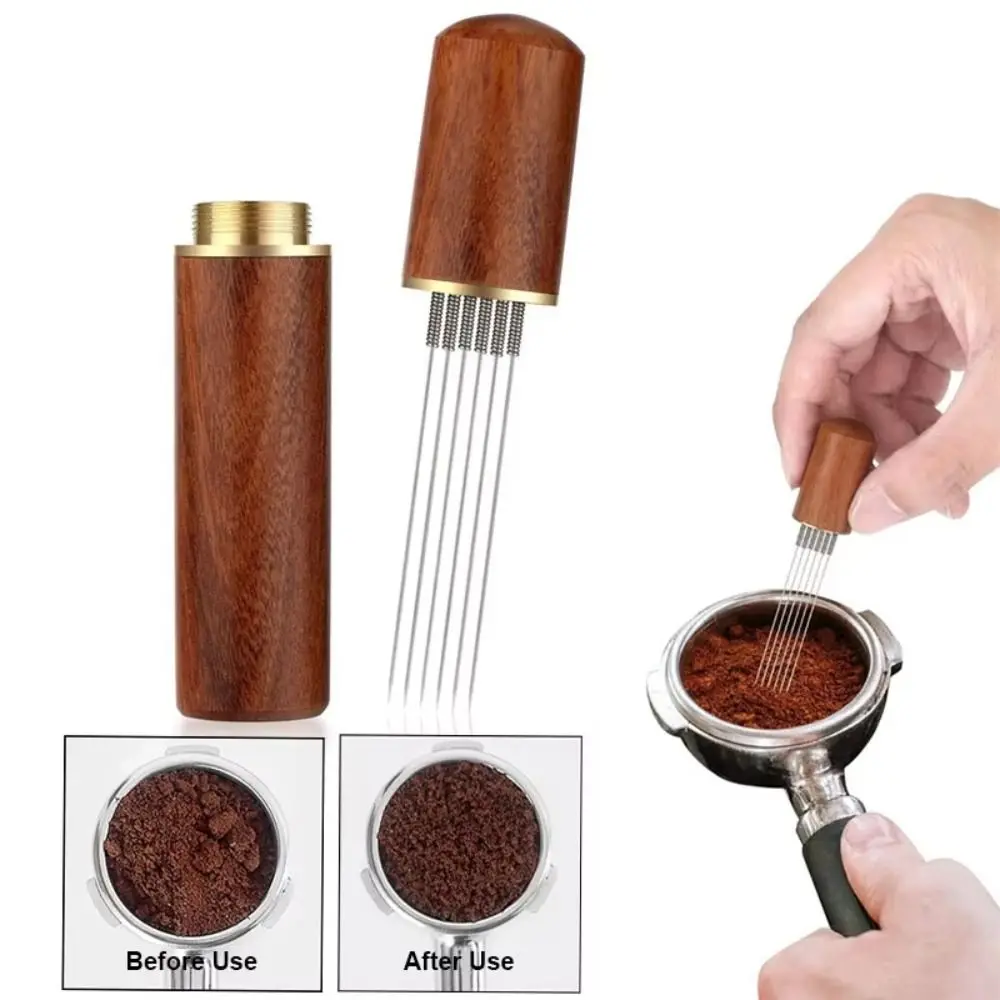 Stainless Steel Coffee Powder Tamper Mini Wood Handle Espresso Coffee Stirrer Cafe Powder Leveler Cafe Stirring Tool