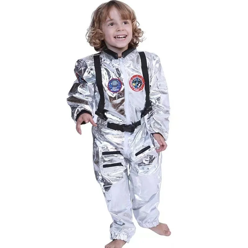 Astronaut Costume Adult Silver Spaceman Costume Women Space Suit Party Dress up Costume Astronaut Suit Adult Kids