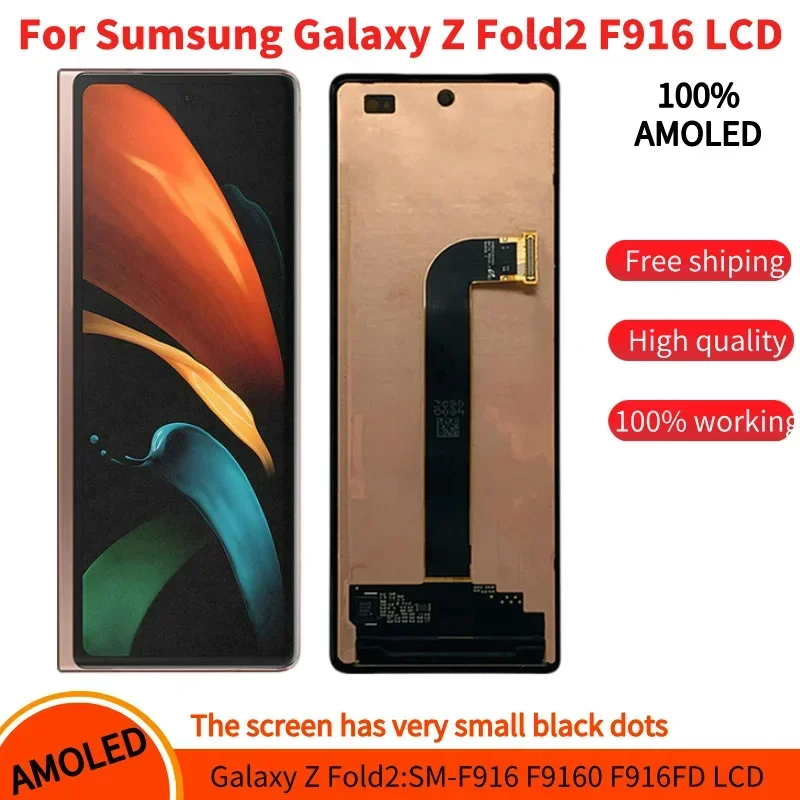 100% Super AMOLED Display For Samsung Galaxy Z Fold2 5G LCD SM-F916 F916F/DS Touch Screen Digitizer Repair Parts