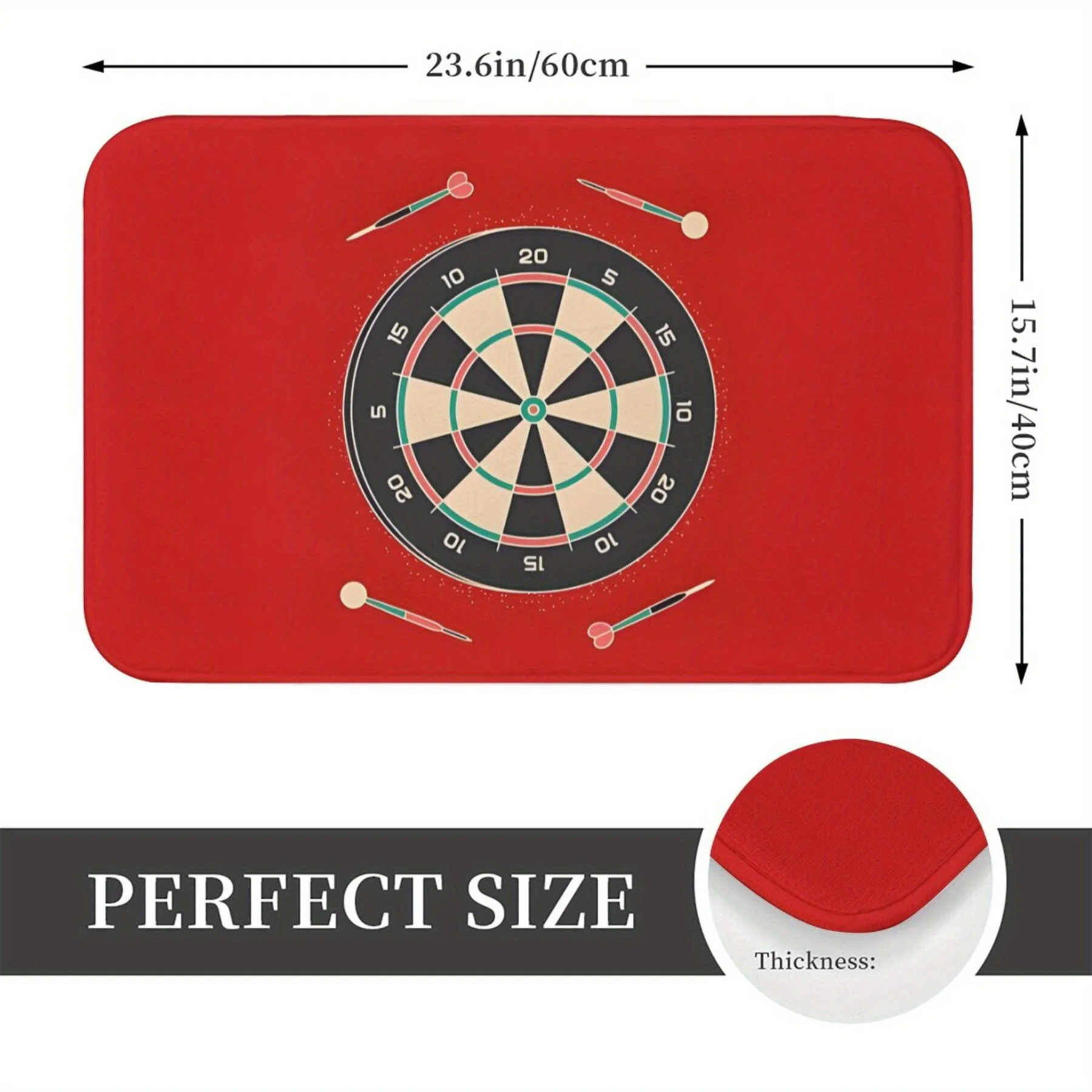 Decorative Red Target Dartboard Design Doormat Entrance Rug for Home Entryway Hallway Floor Mat 40x60cm