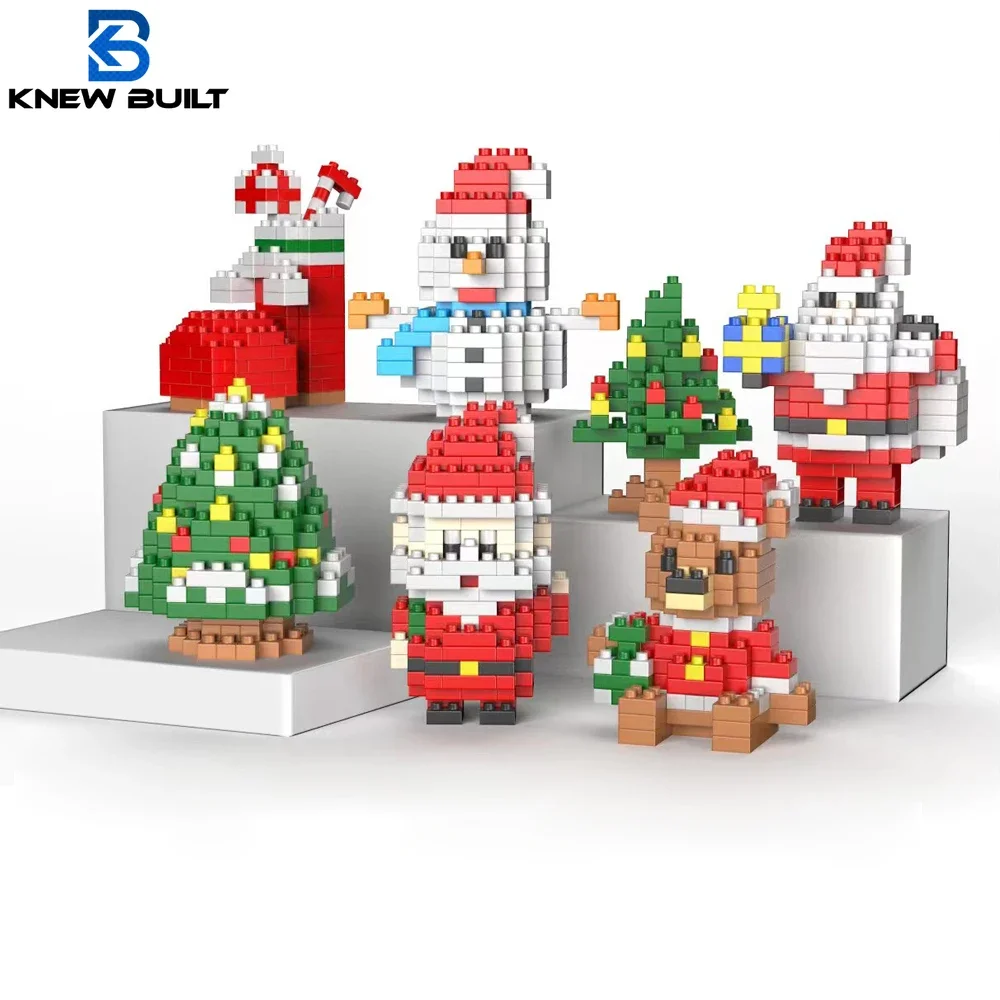 Knew Built Christmas Gifts Santa Claus Tree Sock Bear Snowman Micro Mini Building Blocks Toy Xmas Eve Puzzle Assembly Mini Brick