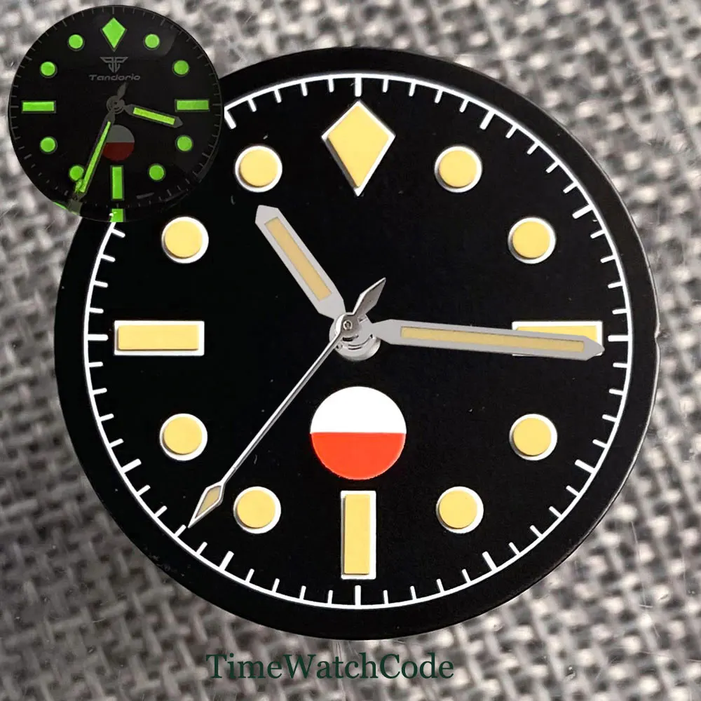 

29mm Black Watch Dial Face Accessories Luminous Hands Fit for NH35 NH36 NH38 ETA2824 PT5000 ST2130 Automatic Movement