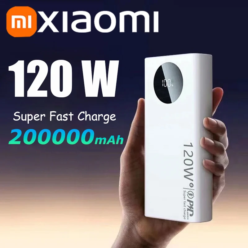 Xiaomi 200000mAh Power Bank 120W Fast Charging High-Capacity Portable Battery Charger Moblie Powerbank For iPhone Samsung Huawei