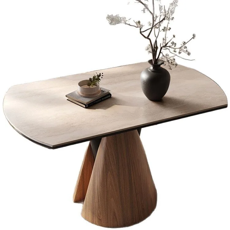 French solid wood square dining table household dining room table folding dual-purpose travertine foldable function dining