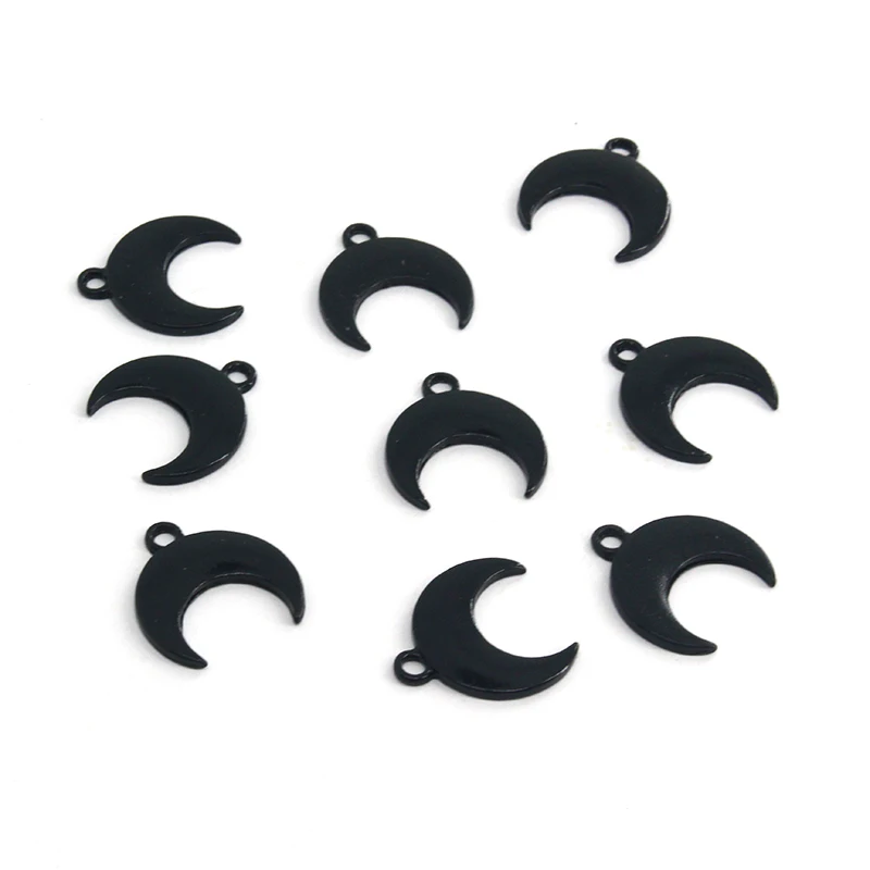 10pcs/pack Cool Black Crescent Moon Alloy Earring Charms Punk Popular Earring Bracelet Small Pendant DIY Jewelry Make C128