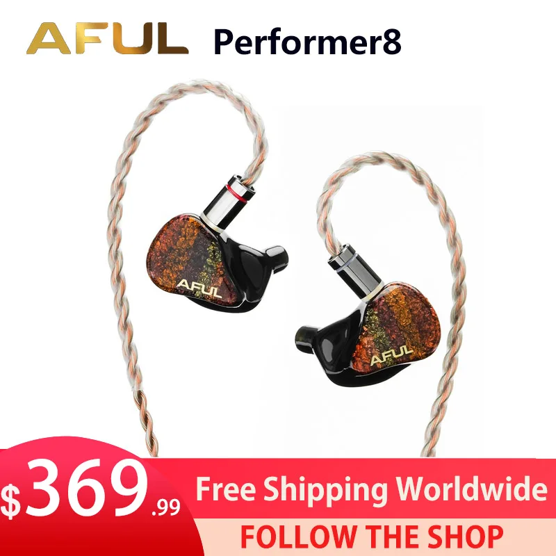 AFUL Performer8/الأداء 8 1DD + 7BA الهجين IEMs في الأذن رصد سماعات السلكية مع عالية النقاء OCC الفضة مطلي كابل