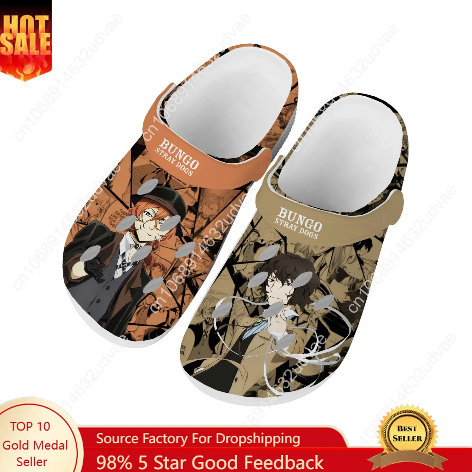 Bungo Stray Dogs Water Shoes Mens Womens High Quality Fashion Home Garden Clogs Customizd Sandals Beach Breathable Hole Slippers