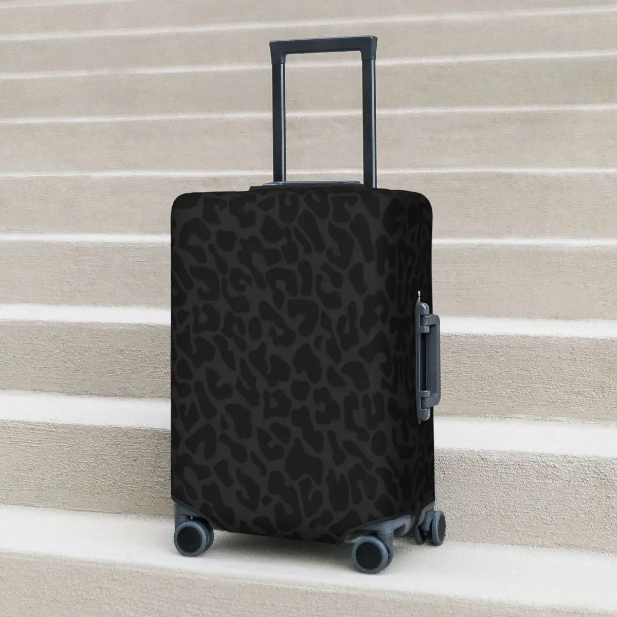 

Black Leopard Print Suitcase Cover Animal Skin Pattern Cheetah Flight Cruise Trip Practical Luggage Accesories Protection