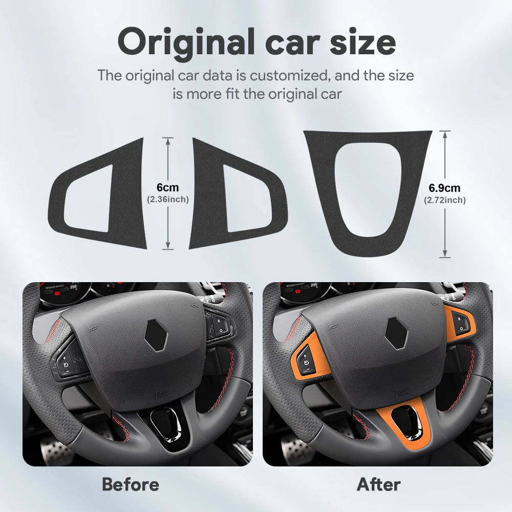 

For Renault Fluence Megane 3 RS Scenic 2009 2010 2011 2012 2013 2014 2015 Top Suede Trim LHD RHD Sticker Car Steering Wheel