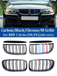 Pare-chocs avant en fibre de carbone pour BMW, calandre de lifting gentiment, couverture de calandre, quotidien, noir, document M, grille de course pour BMW Série 3, E90, E91, 2005-2012