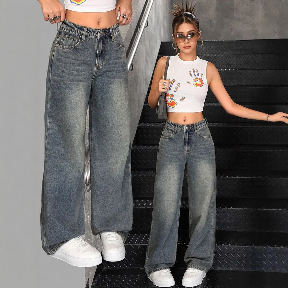 

Hipster-style women's jeans, 2026 new model, with a drapey and loose fit, high waist, slimming effect, and unique style.