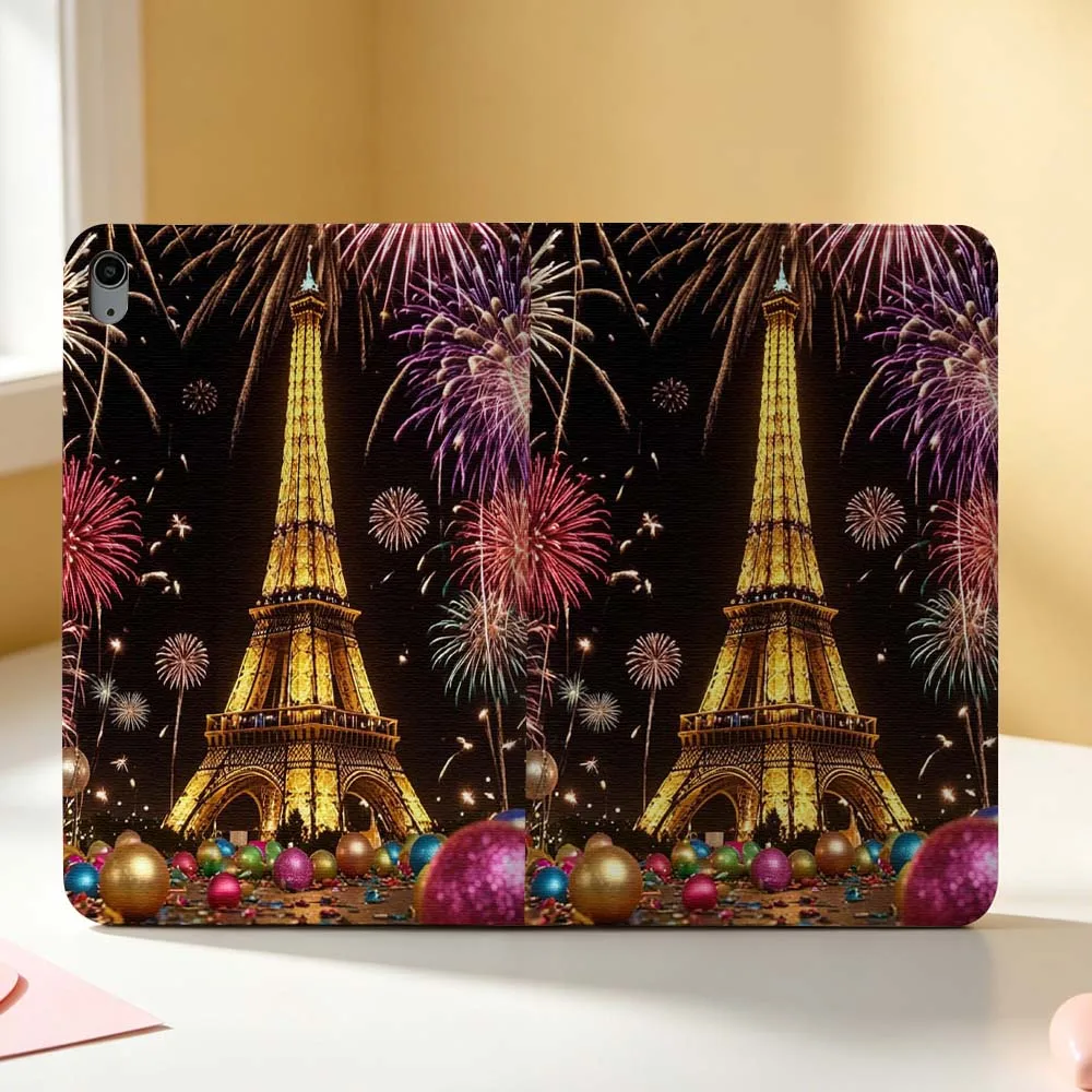 Eiffel Tower Decoration Ball Soft For Apple iPad Pro Mini A16 A17 A14 4 5 6 7 6th 7th Gen 9.7 12.9 11 13 M4 inch Tablet Case
