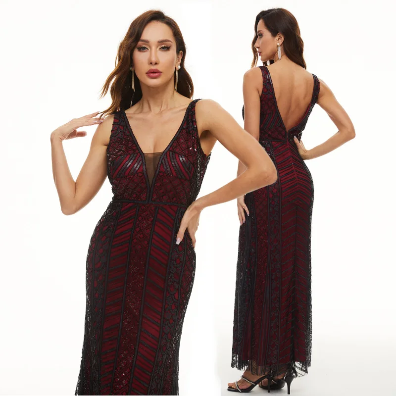 Sequin Positioning Embroidered Sequins Affordable Luxury Fashion Evening Dress Long Elegant Party plus Size Dress