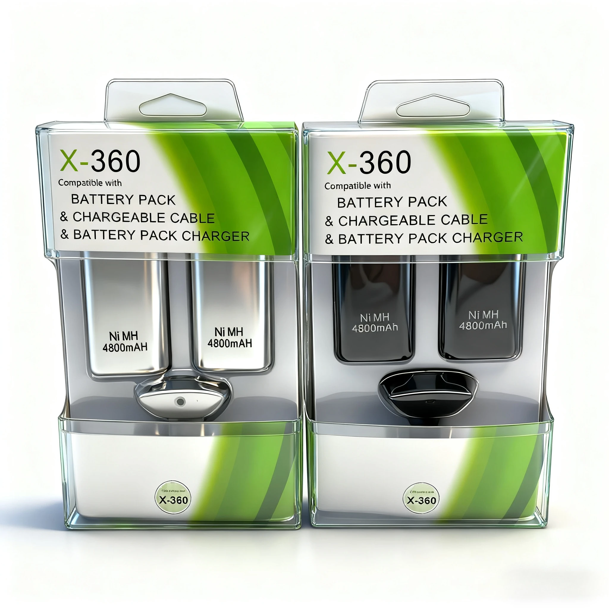 

3IN 1 4800mAh Rechargeable 2 Batteries with 1 Charging Cable for Xbox 360 Gamepad Batteries Wireless Controller Battery