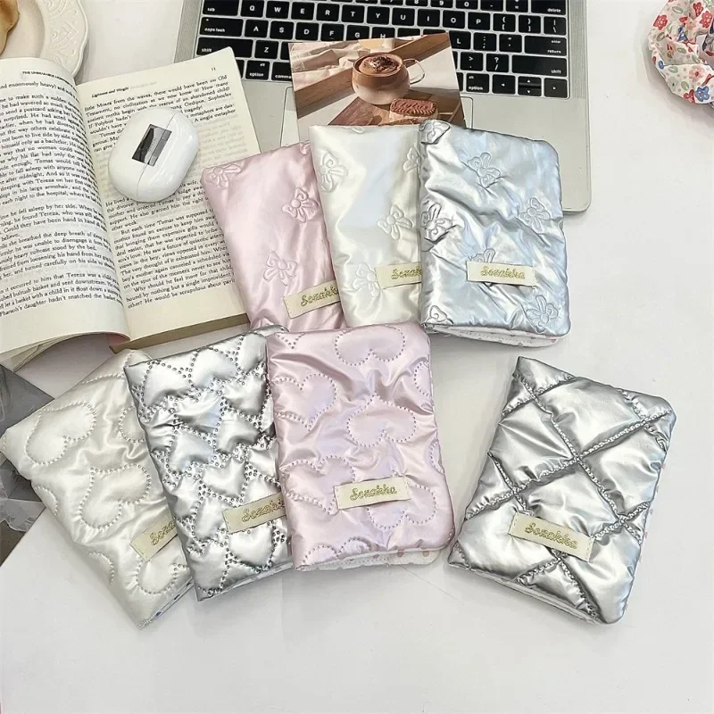 Korean Pink Silver Passport Cover PU Multi-function Women Men Waterproof Passport Bag Cute Bow Pattern Card Holder Wallet