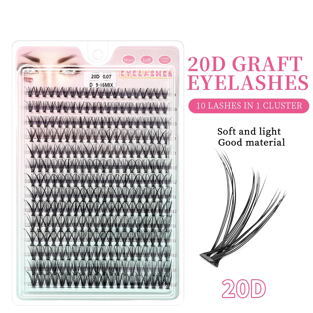 New 14 Rows 10D 20D 30D 40D Eyelash Extensions 280 PCS Individual Lashes Lash Clusters 9-16mm Natural Thick Russia Eyelashes