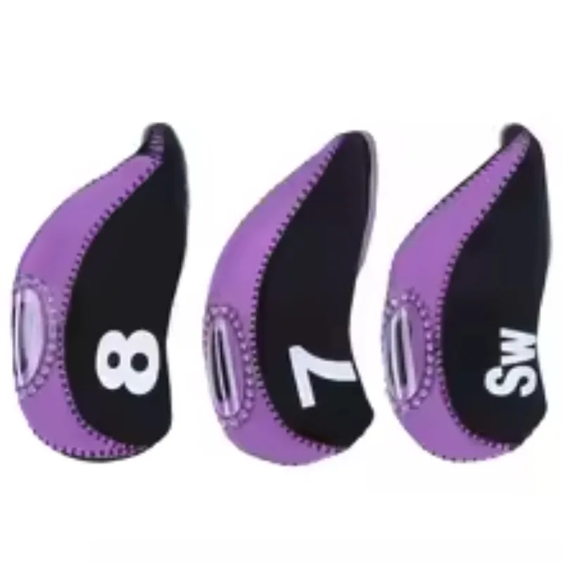 Imagen 5: Nuevo Neopreno negro púrpura número conveniente Universal suave Golf Putter cubierta hierro Club Headcover accesorio durante viajes al aire libre