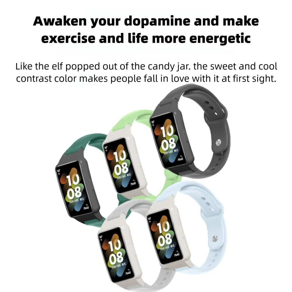 حزام ساعة بإبزيم عكسي لسوار Huawei Band 6/6Pro/7 Honor Band 6/7 سريع الإصدار مقاوم للعرق من السيليكون للجنسين