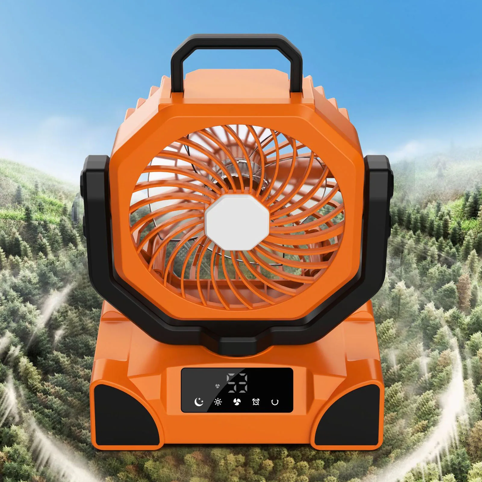 Portable Fan with LED Light Remote Control 20000mAh Battery Powered Rechargeable Cooling Fan for Outdoor Camping Fishing