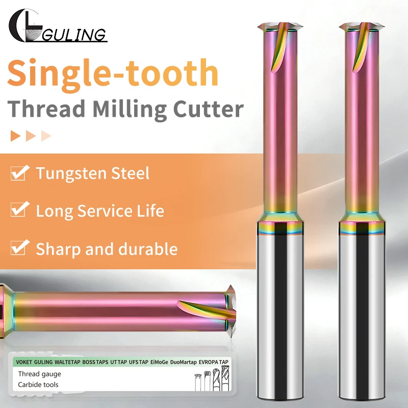1PCS CNC Machine Solid Carbide Single Tooth Thread Milling M1 M2 M3 M4 M5 M6 M8 M10   Mill Mills Cutter