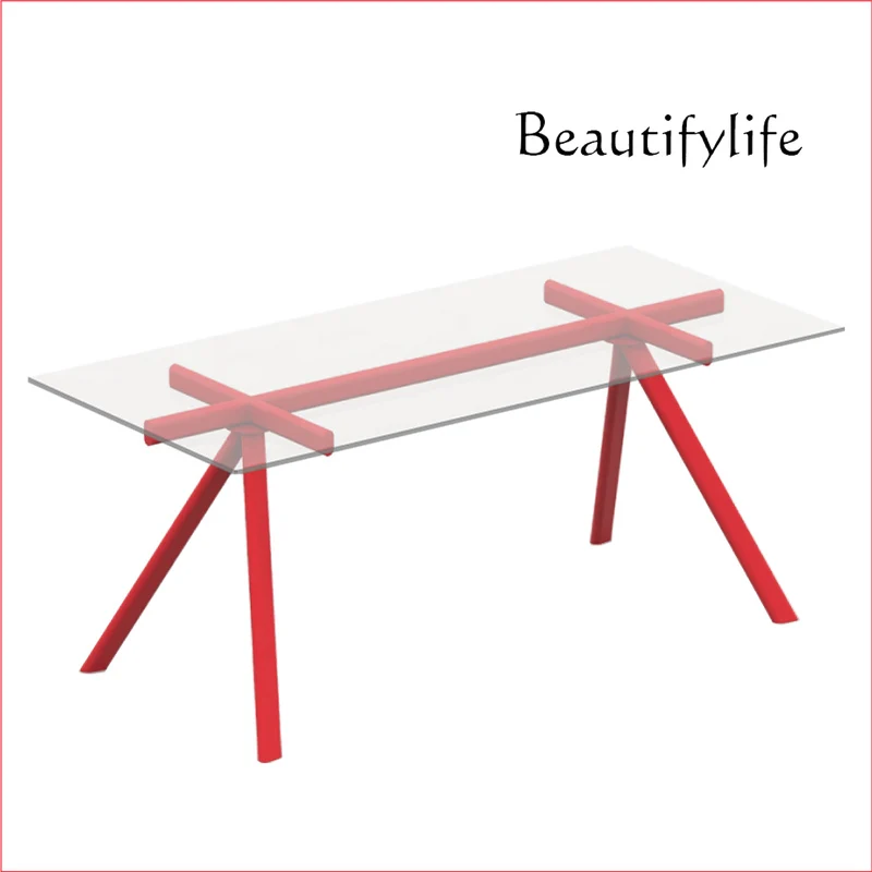

Italian light luxury glass dining table transparent creative modern simple household rectangular dining table