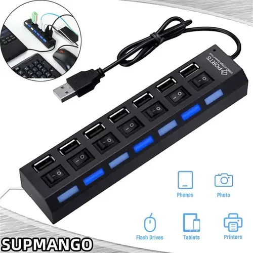 USB 허브 USB 어댑터 멀티 포트 사용 전원 어댑터 Extensor USB 2.0 PC 컴퓨터 액세서리 스위치 USB 노트북 