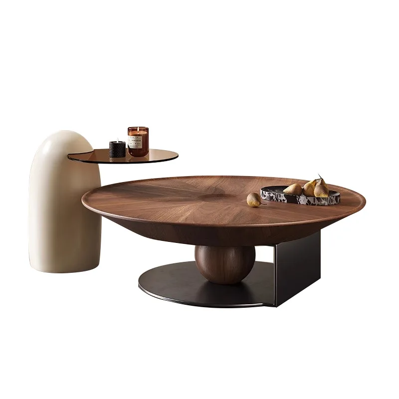 

Silent wind walnut coffee table flying saucer living room round creative coffee table breakfast