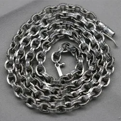 Large pendant with chain, sterling silver circular ring, Quan Zhilong GD necklace, thick Thai silver neck chain, trendy men's an