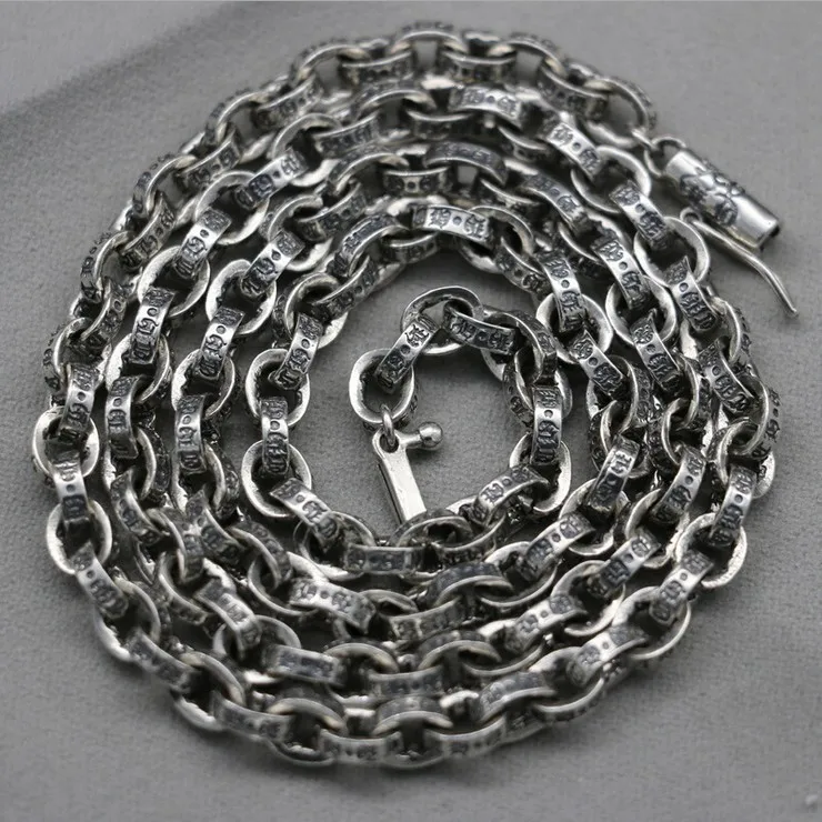 Large pendant with chain, sterling silver circular ring, Quan Zhilong GD necklace, thick Thai silver neck chain, trendy men's an