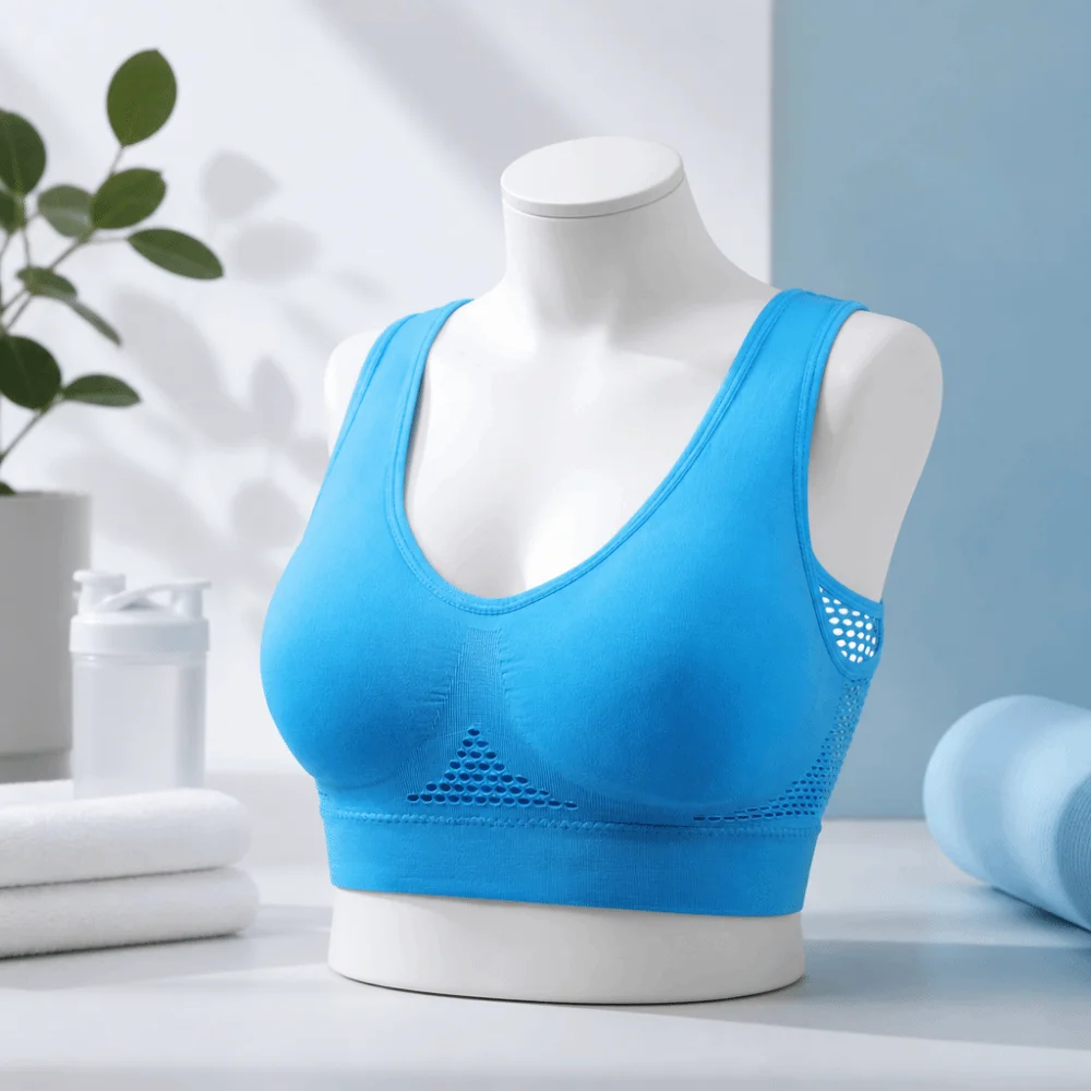 Komfortabler, atmungsaktiver Sport-Yoga-BH mit Mesh, schnelltrocknend, ohne Bügel, Push-up, Damenunterwäsche, Fitness – Detail 6