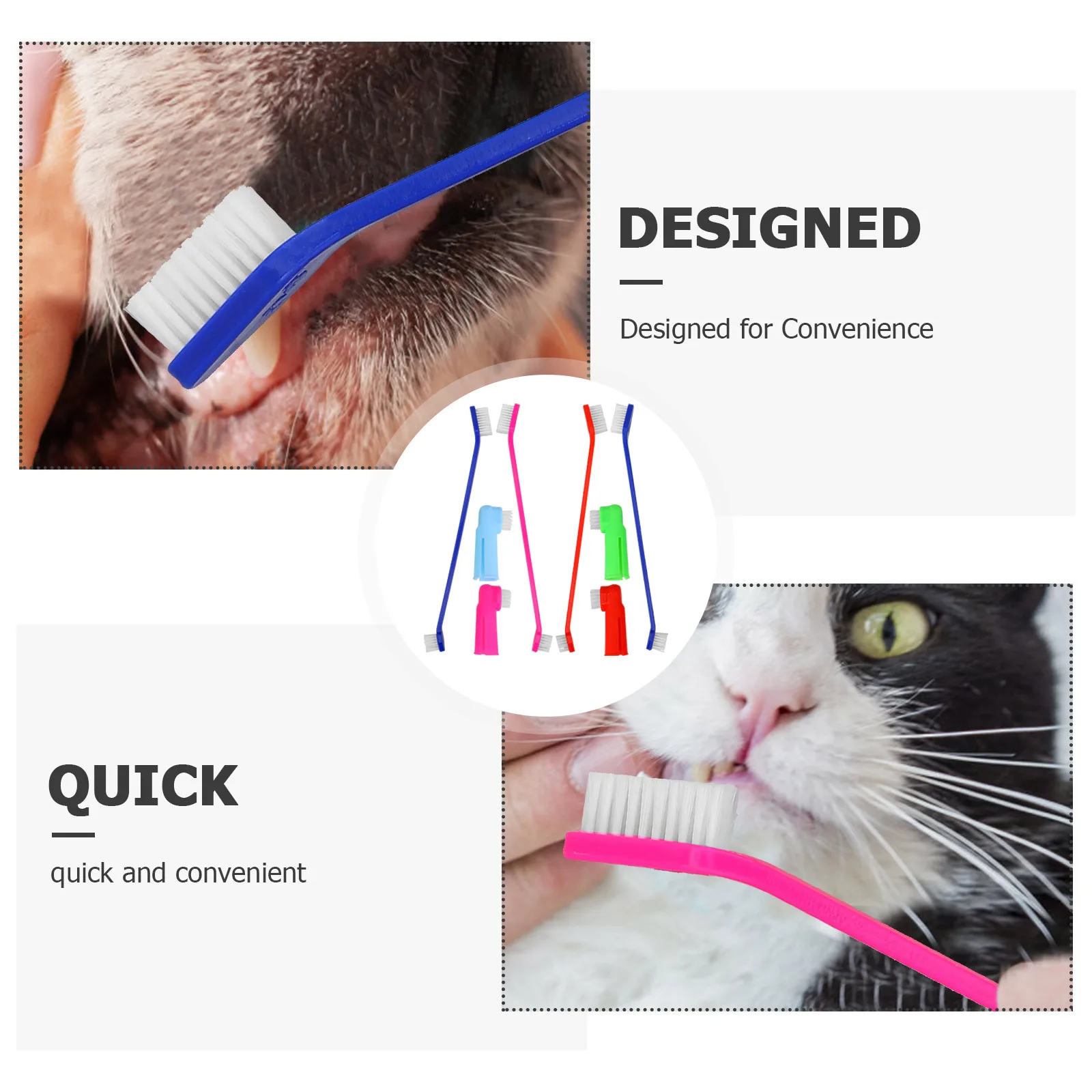 

Pet Toothbrush Set Dual Headed Dog and Cat Dental Care Tools with Long Handle for Easy Cleaning All Breeds Safe Gentle