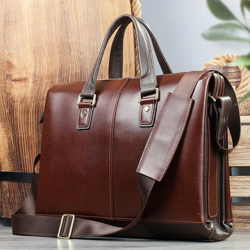 

New genuine leather men's bag, versatile business commuting luxury handbag, high-quality single shoulder crossbody bag