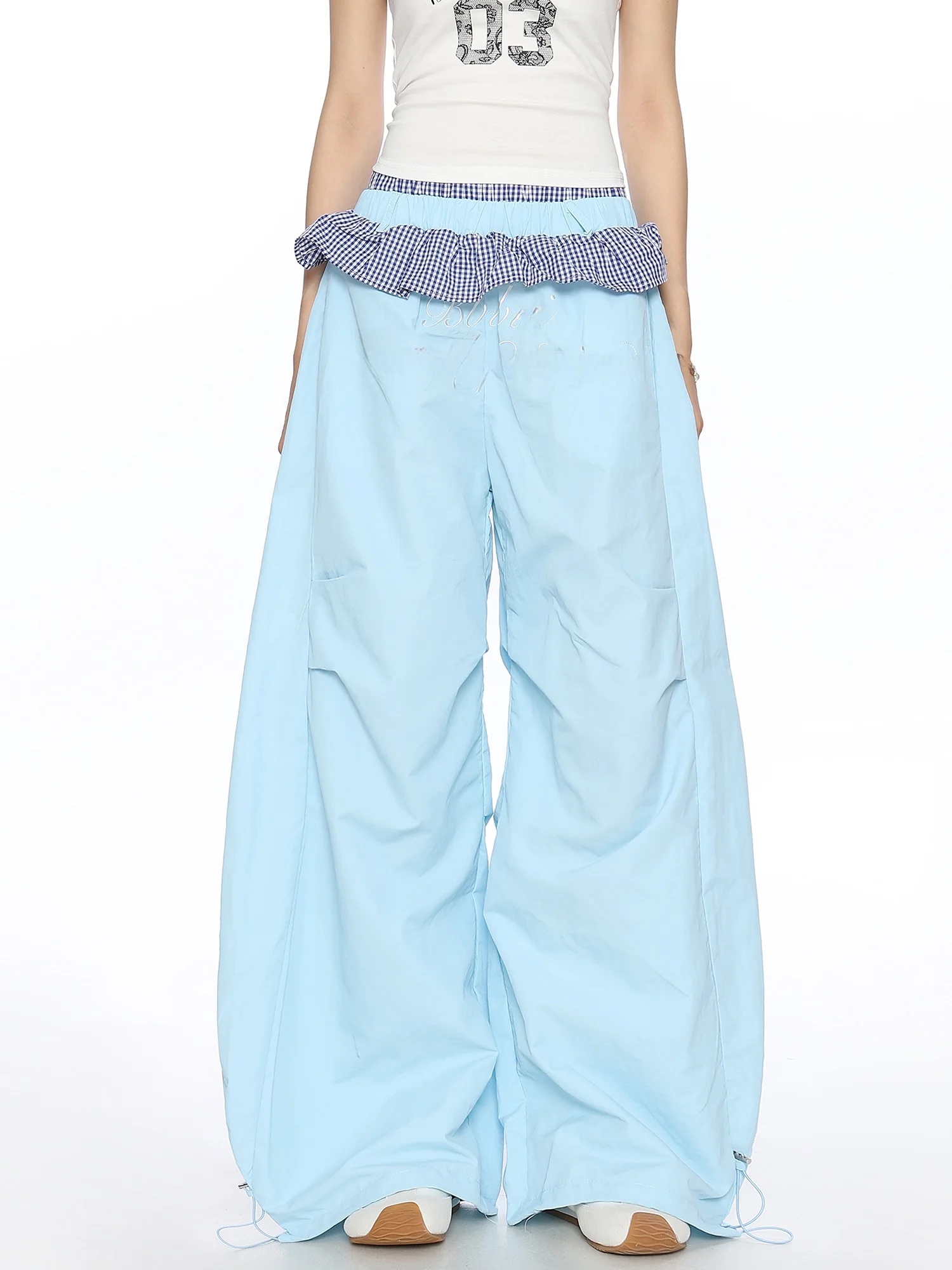 

Lightweight Qui-Dry Dopa Floral Lace Wide Leg Pants Women's American Retro Design Casual Straight Cut Trousers