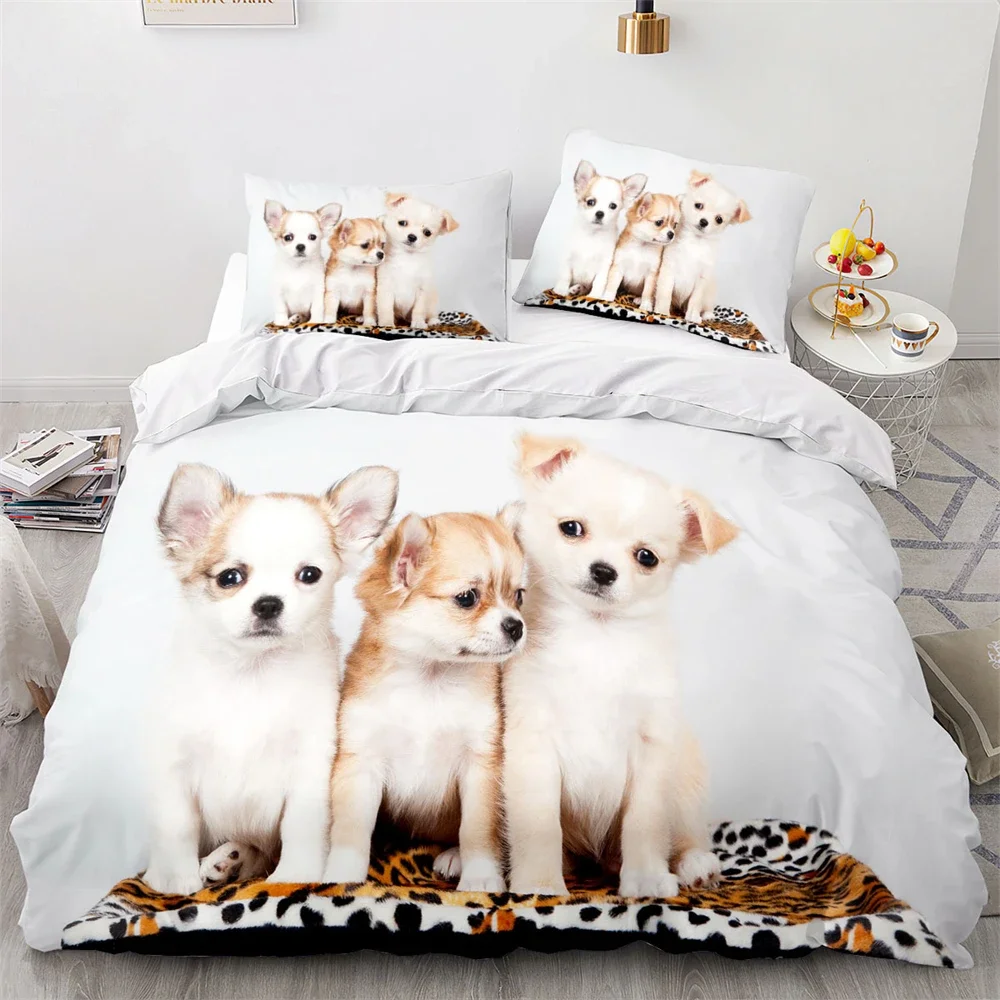 Cute Puppy Dog Kitten Cat Animals 3D Print Duvet Cover Set Twin Full Queen King Size Bedding Set Bedclothes for Kids Adults Gift