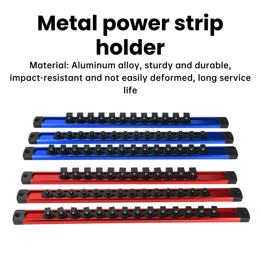 1 Stück 360 ° Schwenkbarer magnetischer Steckdosen-Organizer, 1/4 3/8 1/2 Zoll, Steckdosen-Clip, Schienenhalter, Steckdosen-Rack-Tablett, Handwerkzeuge, Blau, Rot ﻿ – Detail 1