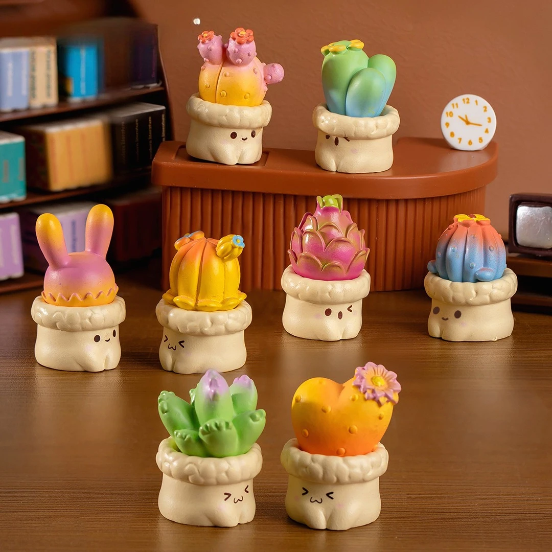 Cactus Pottery Micro Landscape Ornament Creative Cute Simulation Succulent Moss Horticultural Decoration with Desktop Ornament