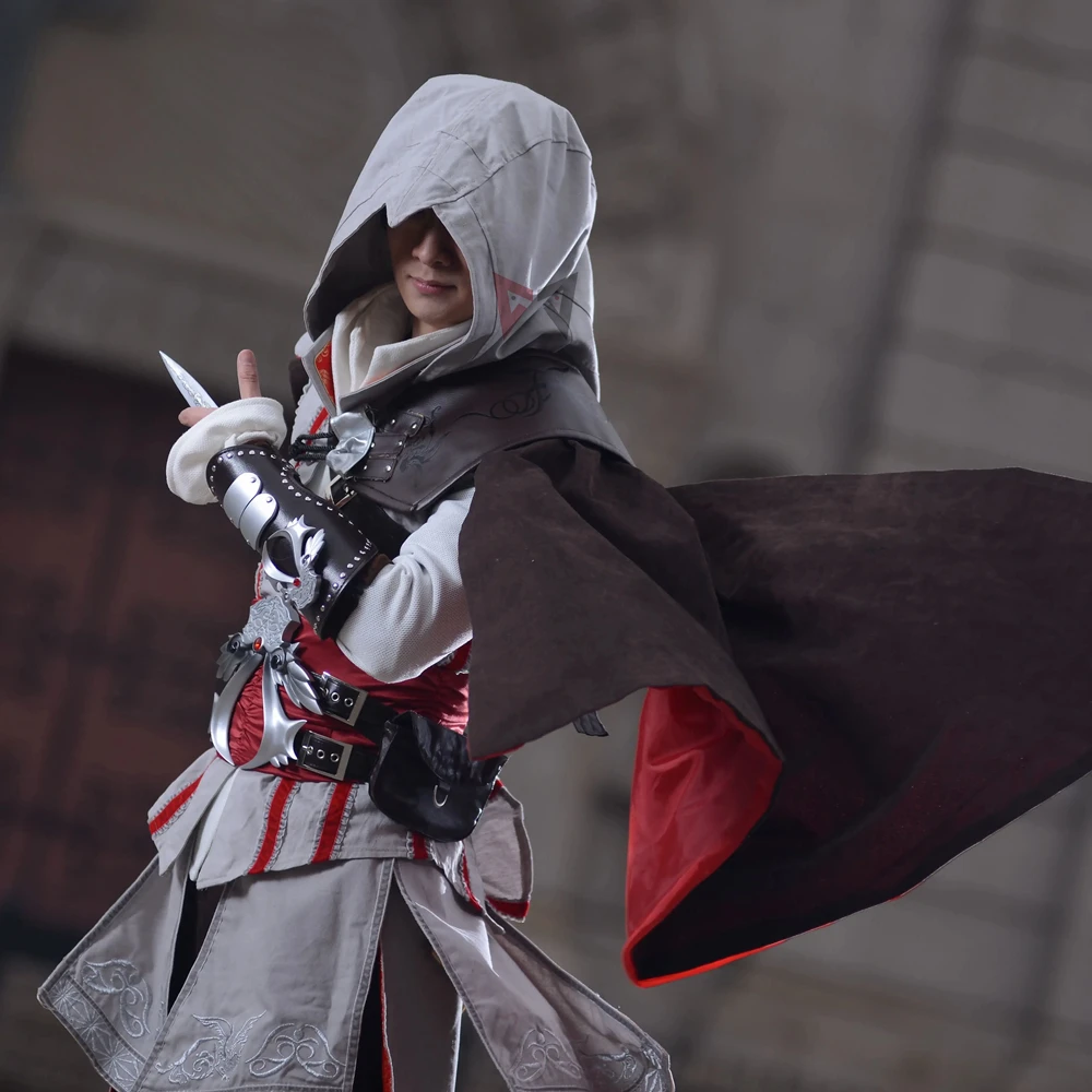 Disfraz de Cosplay de Ezio Assan Connor para hombre y mujer, conjunto de suéter y pantalones, abrigo de 16 piezas, Halloween, hecho a medida, Hot Creed