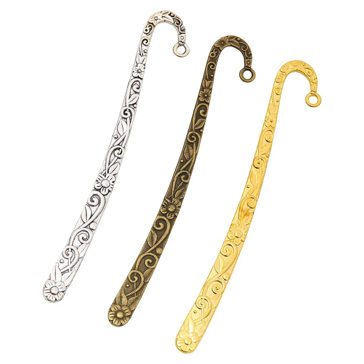 

Bookmarks Metal Flowers Carved Gold Silver Bronze Colors Jewelry DIY 122x19x2mm