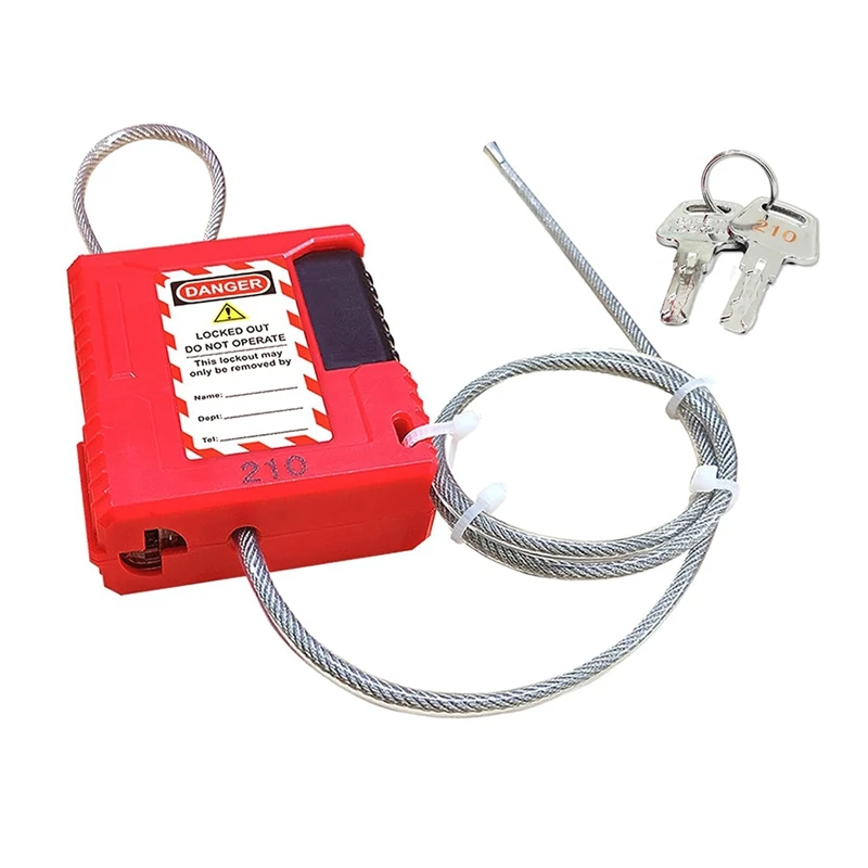 

Кабельный замок Hot-Lockout Tagout — регулируемый тросовый замок длиной 3,3 фута, стальной тросовый замок с виниловым покрытием, Loto-Cable