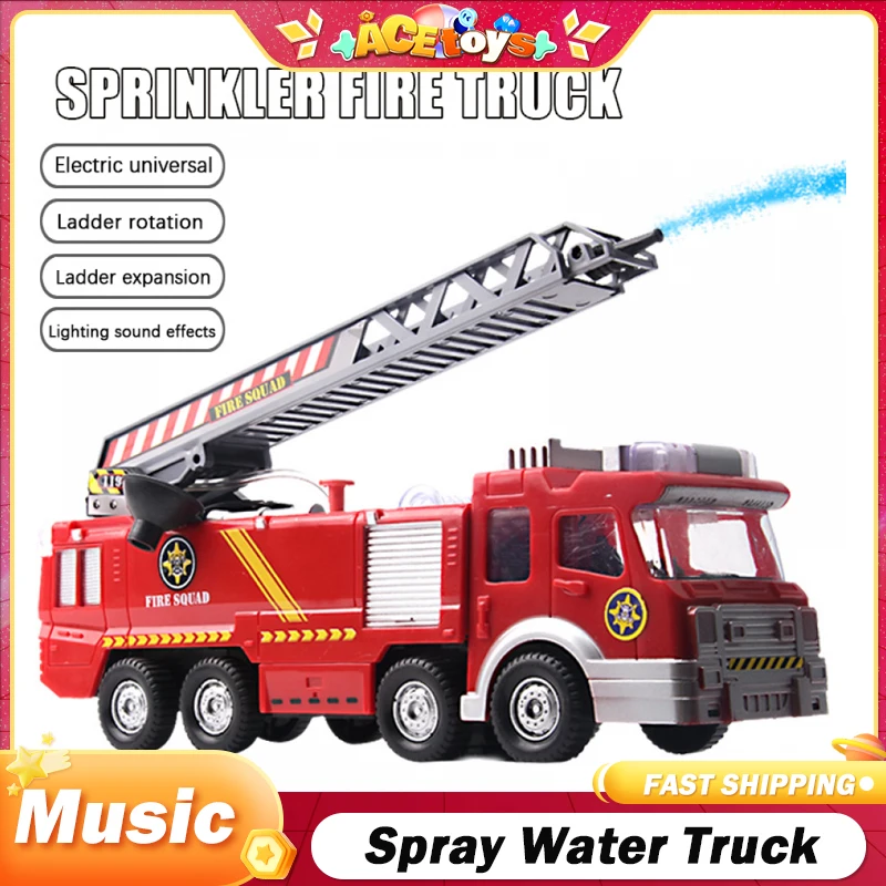 Firetruck Spray Water Truck Gun Toy Fireman Fire Truck/engine Vehicle Car Music Light Educational Boy Eletric Toys for Children