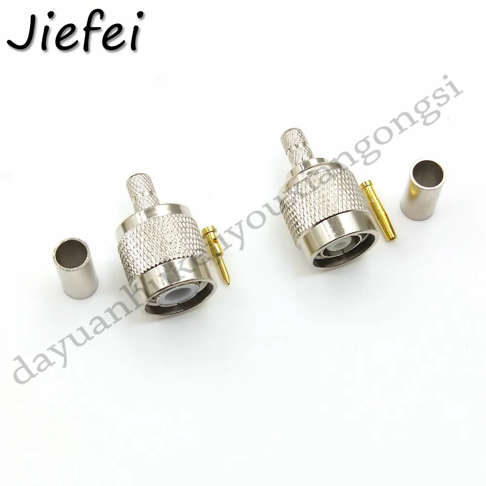 100Pcs New 50OHM Brass TNC / RP-TNC Male Crimp for RG58 LMR195 RF Coax Cable Connector